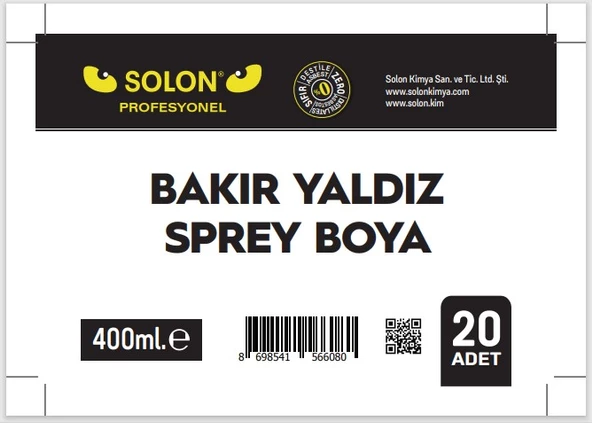 20 Adet (1 Koli) Akrilik Bakır Yaldız Sprey Boya 400 Ml. - Resim 6