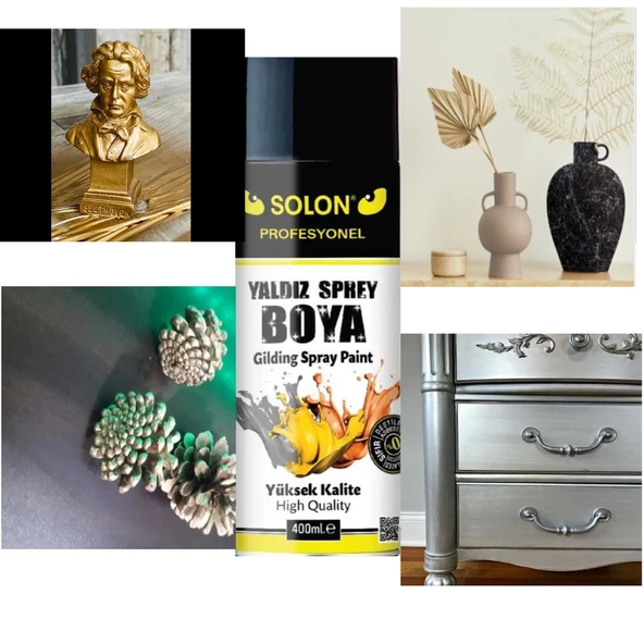 20 Adet (1 Koli) Akrilik Bakır Yaldız Sprey Boya 400 Ml. - Resim 3
