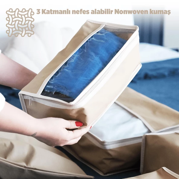 Premium 7'li Karamel Valiz Düzenleyici Bavul içi Organizer Set Seyahat Hurcu - Resim 2