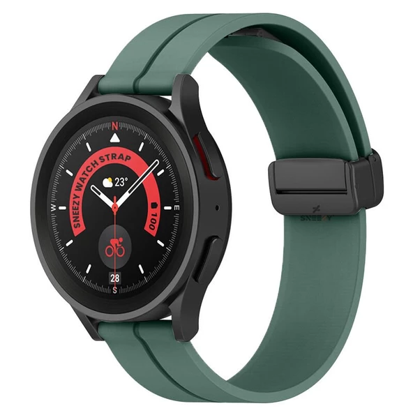 Huawei Watch GT 3 Elegant – Active 42mm Uyumlu 20mm Coastal Manyetik Tokalı Silikon Kordon  Haki