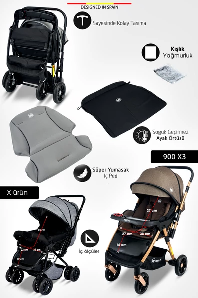 Baby Home 900 X3 Çift Yönlü Bebek Arabası - 5