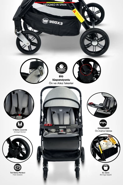 Baby Home 900 X3 Çift Yönlü Bebek Arabası - 4