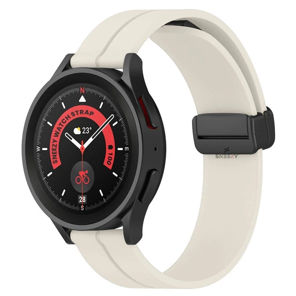 Huawei Watch GT 3 Elegant – Active 42mm Uyumlu 20mm Coastal Manyetik Tokalı Silikon Kordon  Starlight