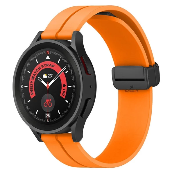 Huawei Watch GT 3 Elegant – Active 42mm Uyumlu 20mm Coastal Manyetik Tokalı Silikon Kordon  Turuncu