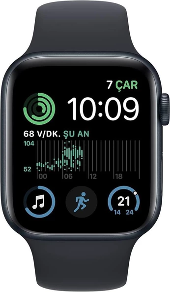 Apple Watch SE 2 GPS 44mm Gece Yarısı Alüminyum Kasa ve Spor Kordon Akıllı Saat