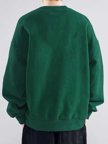 Erkek Believe Baskılı Oversize Bisiklet Yaka Sweatshirt - 2
