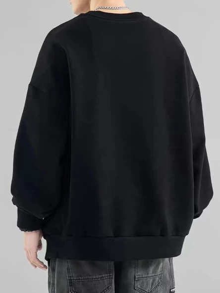 Erkek Believe Baskılı Oversize Bisiklet Yaka Sweatshirt - 6