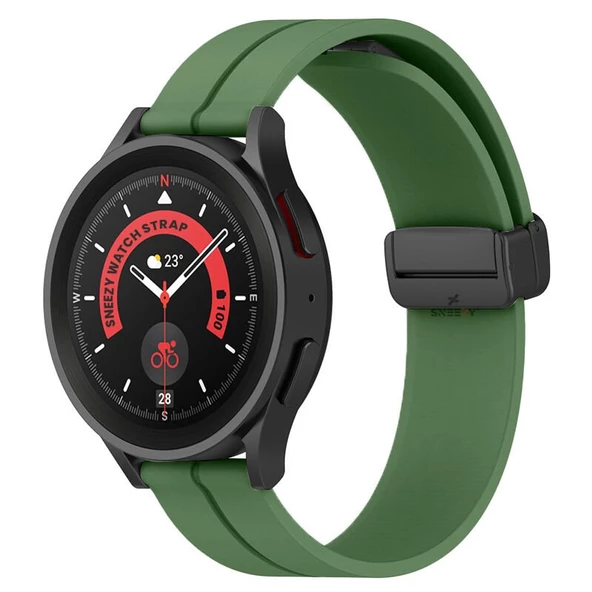 Huawei Watch GT 3 Elegant – Active 42mm Uyumlu 20mm Coastal Manyetik Tokalı Silikon Kordon  Koyu Yeşil