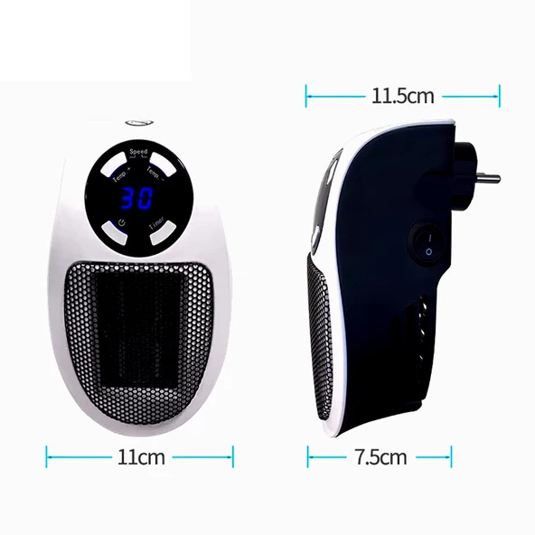 500watt Mini Fanlı Isıtıcı Pratik Evcil Hayvan Kümes Kuluçka Isıtıcı (Zaman Ayarlı 1-12 Saat) Oda Isıtıcı - Baş ucu Isıtıcısı - 4