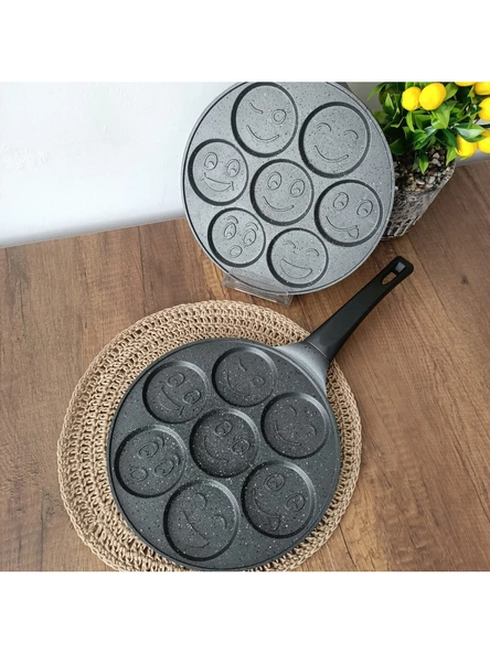 Gülen Yüz Alüminyum Döküm Granit Kaplama Pankek Tava 26 cm - 2