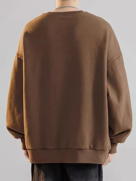 Erkek Believe Baskılı Oversize Bisiklet Yaka Sweatshirt - 10