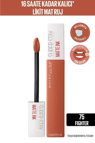 Maybelline New York 75 Super Stay Matte Ink Unnude Likit Mat Ruj - 75 Fighter - Kahverengi