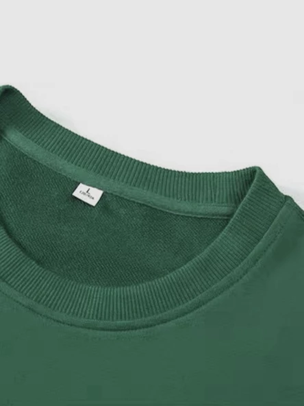 Erkek Believe Baskılı Oversize Bisiklet Yaka Sweatshirt - 3