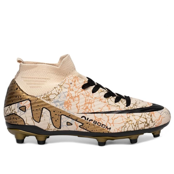 La Liga Erkek 565 Bilekli Çoraplı Krampon Bej Siyah Futbol Ayakkabısı
