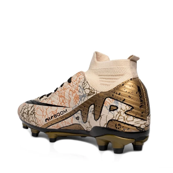 La Liga Erkek 565 Bilekli Çoraplı Krampon Bej Siyah Futbol Ayakkabısı - 2