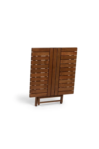 Atina Katlanır Masa 80x80 - Dış Mekan Kare Ahşap Bahçe, Balkon Masası - 2