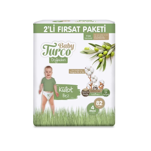 Baby Turco Doğadan 2'li Fırsat Paketi Külot Bez 4 Numara Maxi 82 Adet - 2