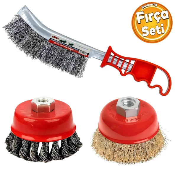 Çanak Spiral Çelik Tel Fırça Burgu Çelik Fırça Kalın İnce Boya Pas Çıkarma Çapak Alma 3 Parça