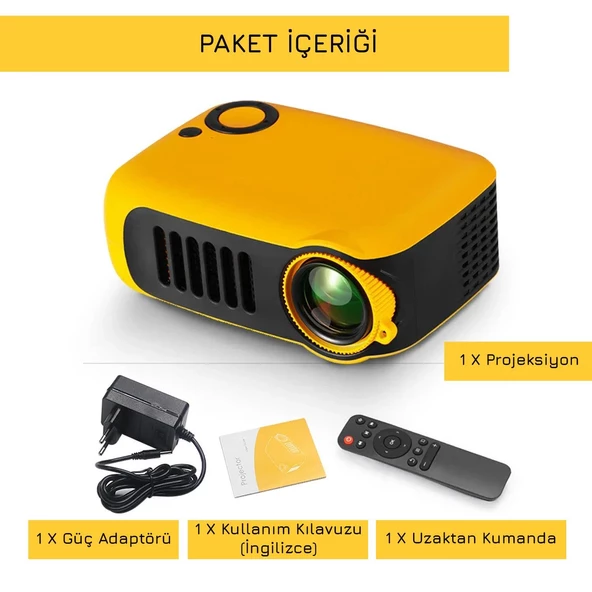 UpWay A2000 Hoparlörlü 1000 Lümen Mini Multimedya Ev Sineması 80 inç  Projeksiyon Cihazı - 10