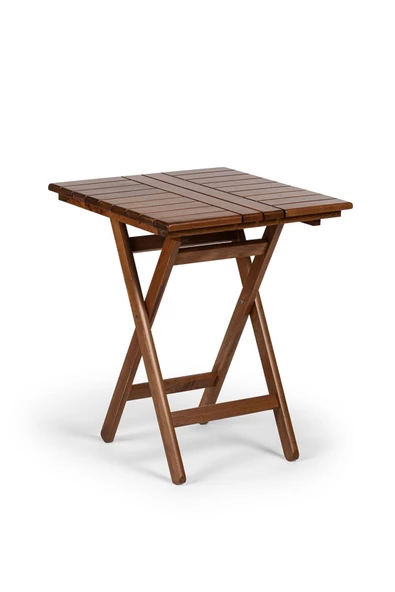 Atina Katlanır Masa 60x60 - Dış Mekan Kare Ahşap Bahçe, Balkon Masası