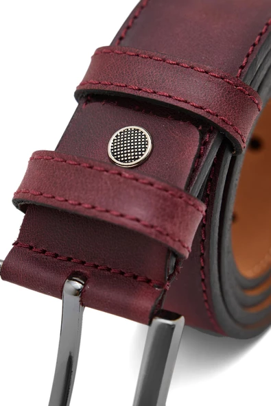 Erkek Bordo Deri Kemer 112531 - 3
