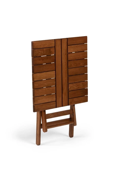 Atina Katlanır Masa 60x60 - Dış Mekan Kare Ahşap Bahçe, Balkon Masası - 2