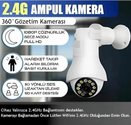 Blic Bulb 2.4g Wi-fi 1 Mp Ultra Hd 355 Derece Panoramik Ip Kamera Blm-62