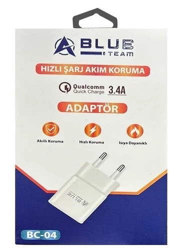 Blue Team Şarj Adaptör takımı akım korumalı 3.4A