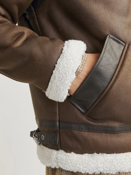 JACK JONES Erkek Rüzgar Geçirmez Camel Ceket Mont 12261819 - 6