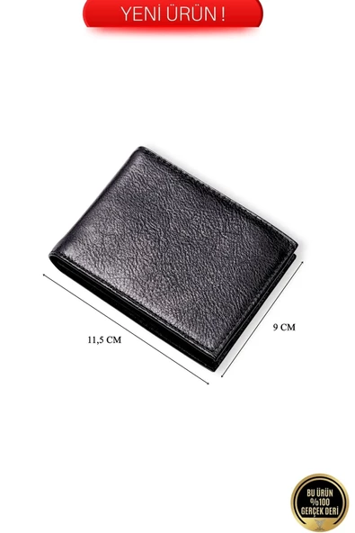 Hakiki Deri Erkek Cüzdan Yatay Model – 11 Kart - Bozuk Para Bölmeli - İsim Baskılı - Minimalist Tasarım - 8