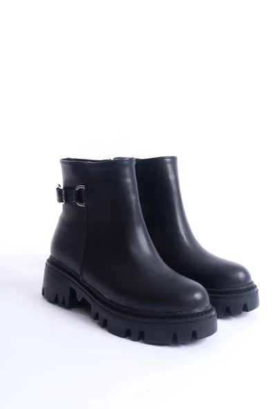 Kadın Fermuarlı Kalın Taban Metal Toka Detaylı Günlük Bot - Resim 4