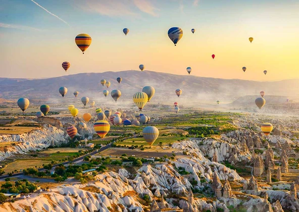 Kapadokya Renkli Sıcak Hava Manzaralı Duvar Kağıdı Baskı - 7