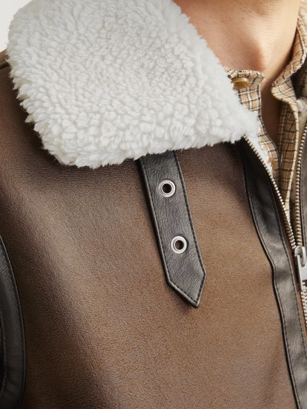 JACK JONES Erkek Rüzgar Geçirmez Camel Ceket Mont 12261819 - 5