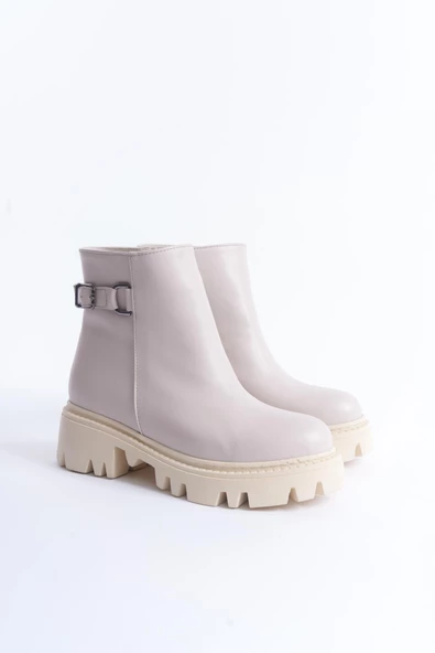 Kadın Fermuarlı Kalın Taban Metal Toka Detaylı Günlük Bot - Resim 8