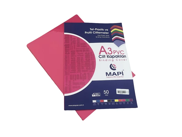 MAPİ A3 PVC OPAK CİLT KAPAK PEMBE 100 LÜ