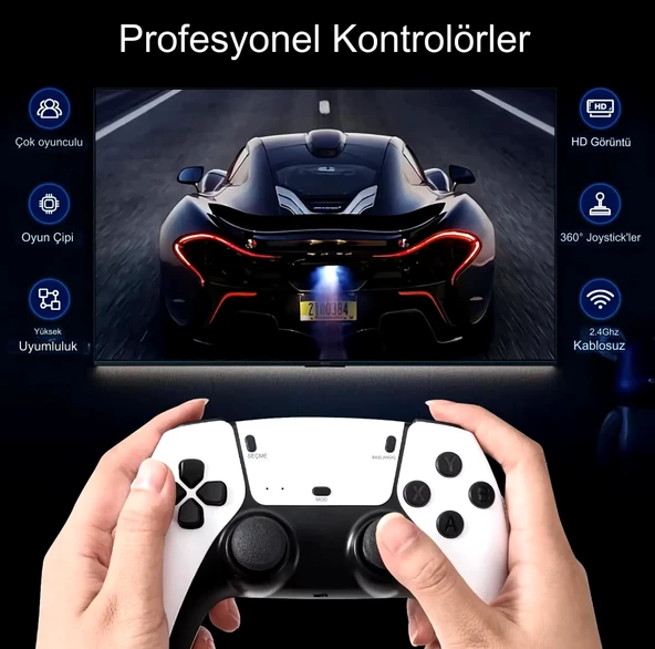 QASUL 4K Full HD Gamepad Kablosuz HDMI Android TV Uyumlu Taşınabilir Atari Gamebox Konsol Oyunları - 6