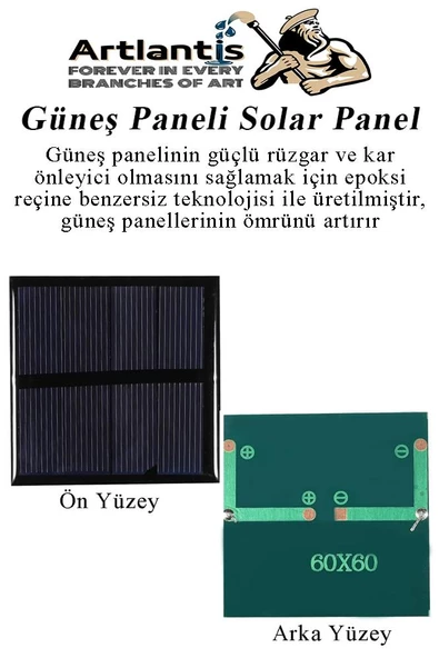 Güneş Paneli Solar Panel 6x6 cm 5.5 volt 100 mA 3 Adet Güneş Enerjisi Okul Sınıf Deney Çalışmaları 60x60 mm - 2