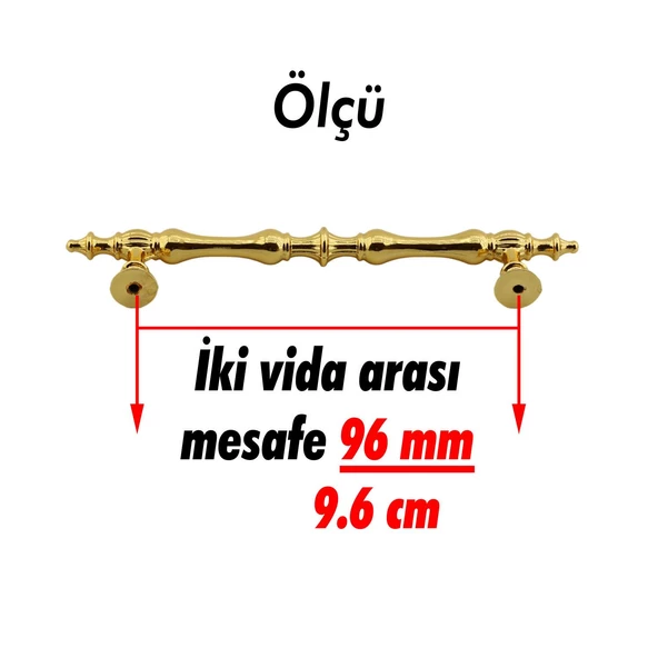 Mobilya Mutfak Dolabı Çekmece Dolap Kulpları Kapak Kulpu Kulbu Gold 96 mm Metal Kulp - Resim 2