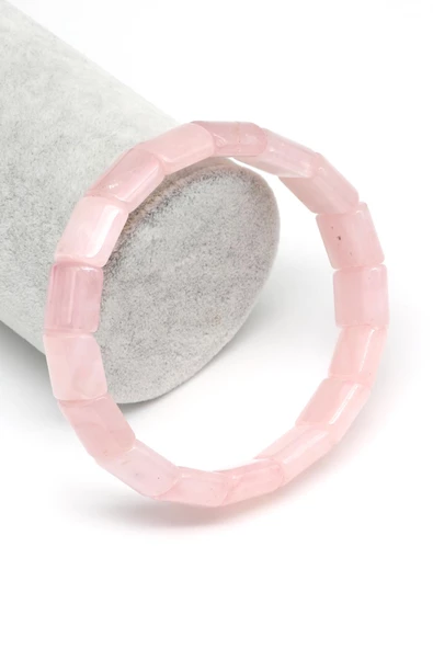 Pembe Kuvars Doğal Taş Bileklik 13 x 15 mm Özel Kesim