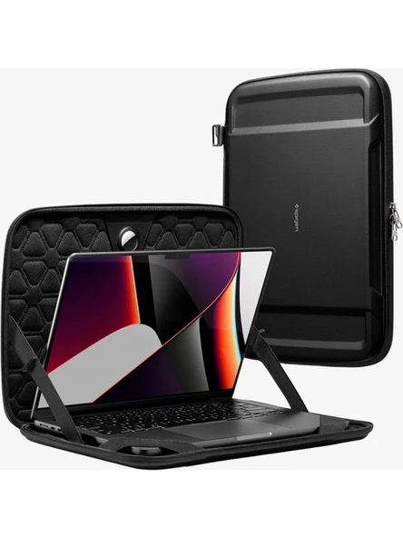 Spigen MacBook Pro 14'' Uyumlu Taşıma Çantası Rugged Armor Pro Pouch Black - AFA04270