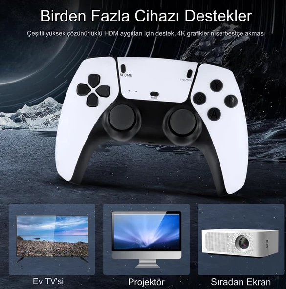 QASUL 4K Full HD Gamepad Kablosuz HDMI Android TV Uyumlu Taşınabilir Atari Gamebox Konsol Oyunları - 7