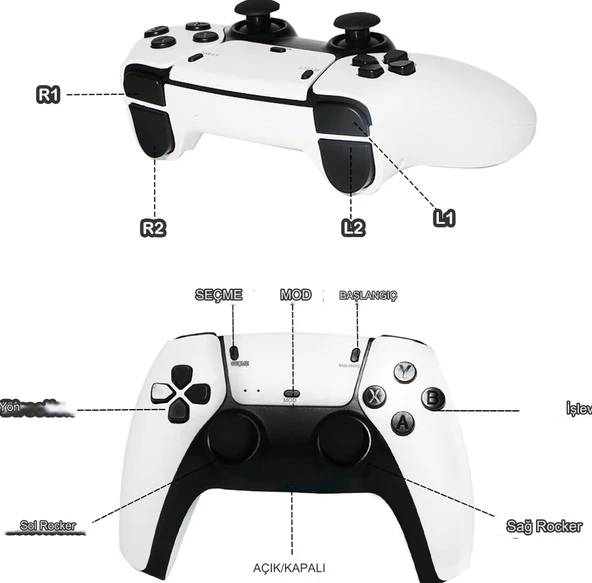 QASUL 4K Full HD Gamepad Kablosuz HDMI Android TV Uyumlu Taşınabilir Atari Gamebox Konsol Oyunları - 3