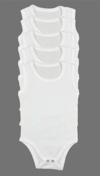 Bebek Basic Zıbın %100 Pamuk Penye Bisiklet Yaka 5 Li Atlet Body Zıbın 3 yaş 4 yaş 5 yaş 6 yaş - 2