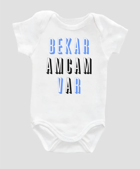 Organik %100 Pamuk Bekar Amcam Var Baskılı Bebek Body ZBN075 - 1