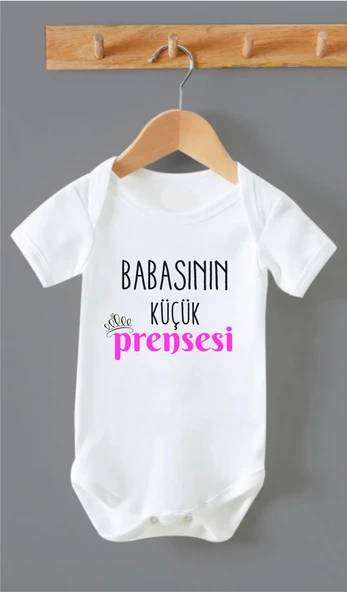 Organik %100 Pamuk Babasının Küçük Prensesi Bebek Body Zıbın ZBN0142