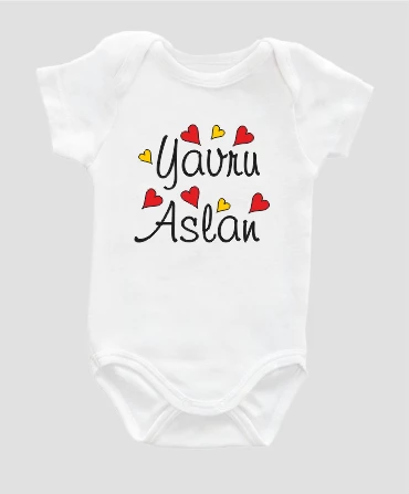 Organik %100 Pamuk Yavru Aslan G Baskılı Bebek Body Badi Çıtçıtlı Zıbın ZBN036