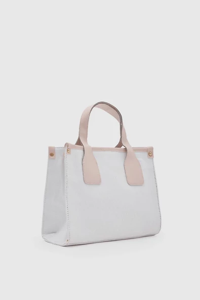 Monalisa Home Kanvas Suni Deri Detaylı Saten Astarlı Çapraz Çanta - Resim 3