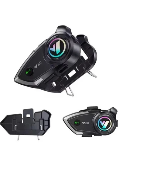 Y80 Motosiklet Kask Kulaklığı 5.3 Bluetooth Kulaklık Seti Rgb Intercom - 2