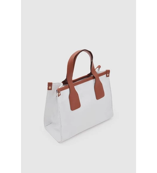 Monalisa Home Kanvas Suni Deri Detaylı Saten Astarlı Çapraz Çanta - Resim 3