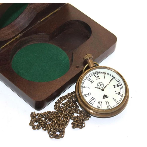 Himarry Ahşap Kutulu Pirinç Köstekli Saat